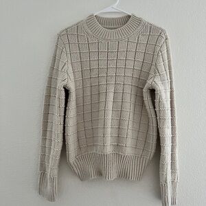 Cozy Beige Windowpane Sweater